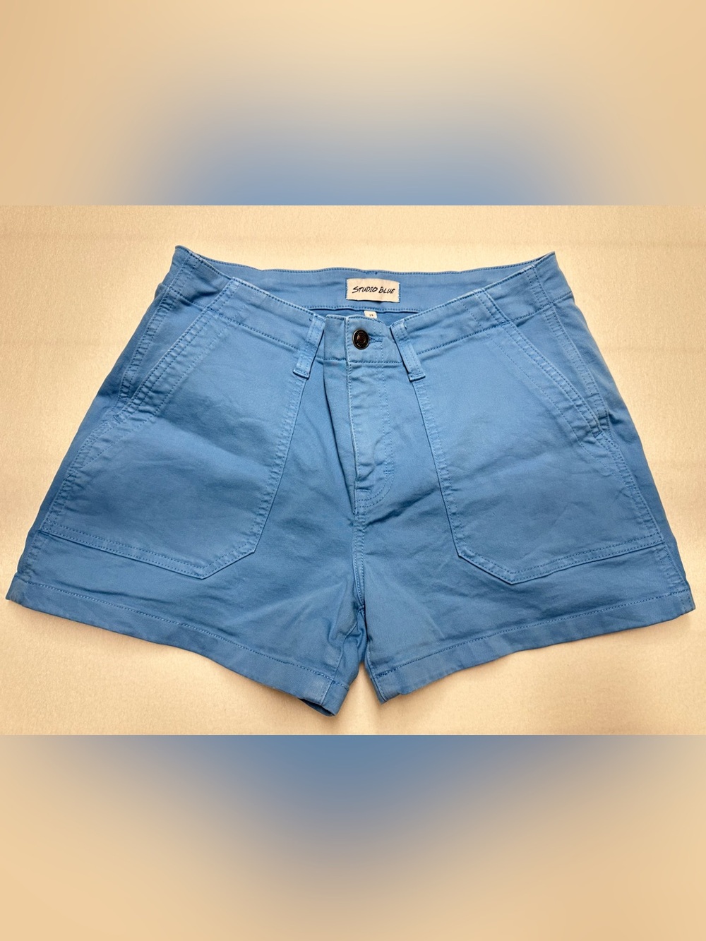 Studio Blue High-Waist Cotton Shorts in Ocean Blue - Size 29, 4” Inseam